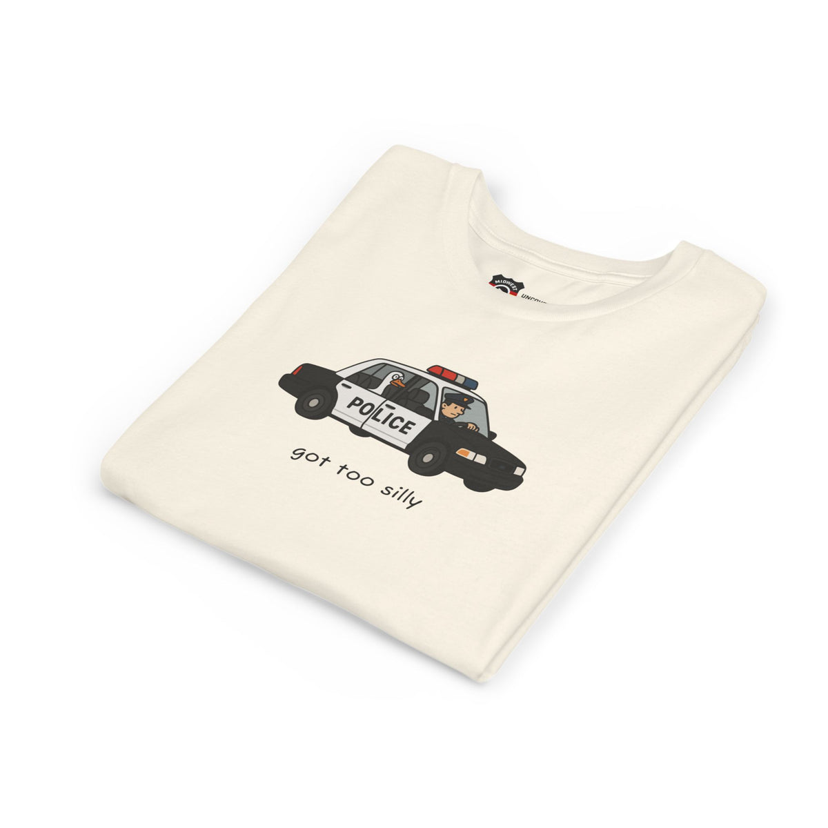 Youth Short Sleeve Tee Funny Police Car, 'Got Too Silly'