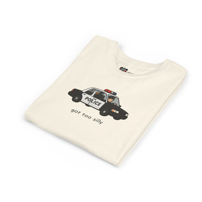 Youth Short Sleeve Tee Funny Police Car, 'Got Too Silly'