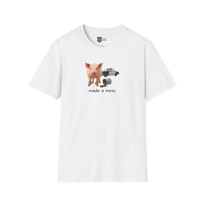 Unisex Softstyle Police Silly T-Shirt 'Made a Mess' - Fun & Quirky Graphic Tee