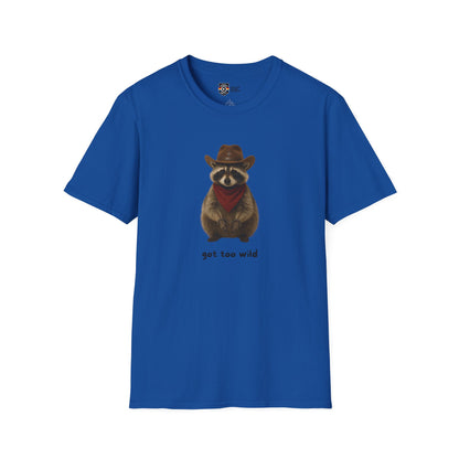 Got Too Wild Raccoon Cowboy Unisex Softstyle T-Shirt