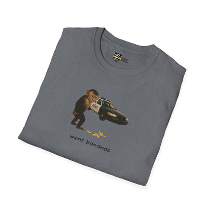 Went Bananas Unisex Softstyle Police Silly T-Shirt - Fun & Quirky Graphic Tee