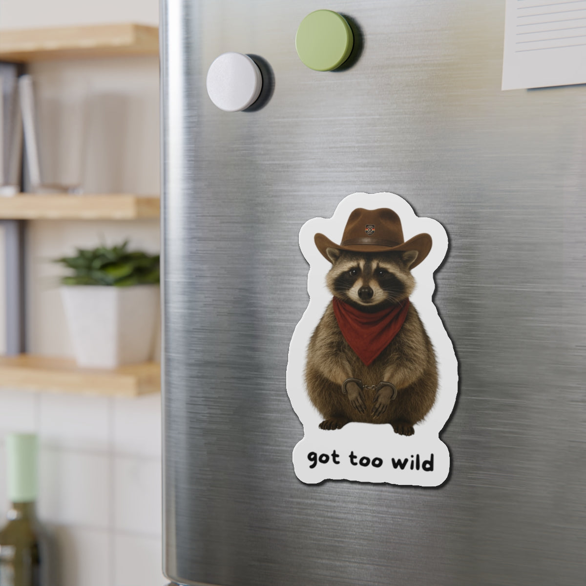 Rebel the Cowboy Raccoon Die-Cut Magnets | Quirky Home Decor, Fun Gifts, Wild West Vibe, Refrigerator Art, Cute Animal Magnet