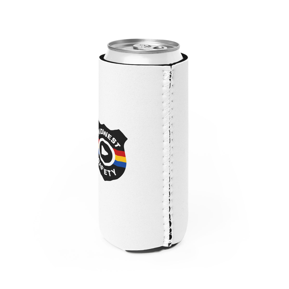 Midwest Safety Slim Can Cooler in White (Double-Sided)