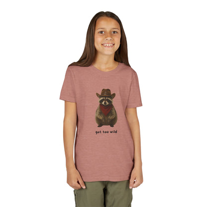 Youth Short Sleeve Tee 'Got Too Wild' Rebel the Raccoon