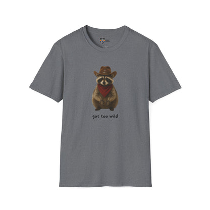 Got Too Wild Raccoon Cowboy Unisex Softstyle T-Shirt