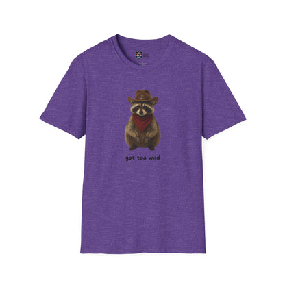 Got Too Wild Raccoon Cowboy Unisex Softstyle T-Shirt