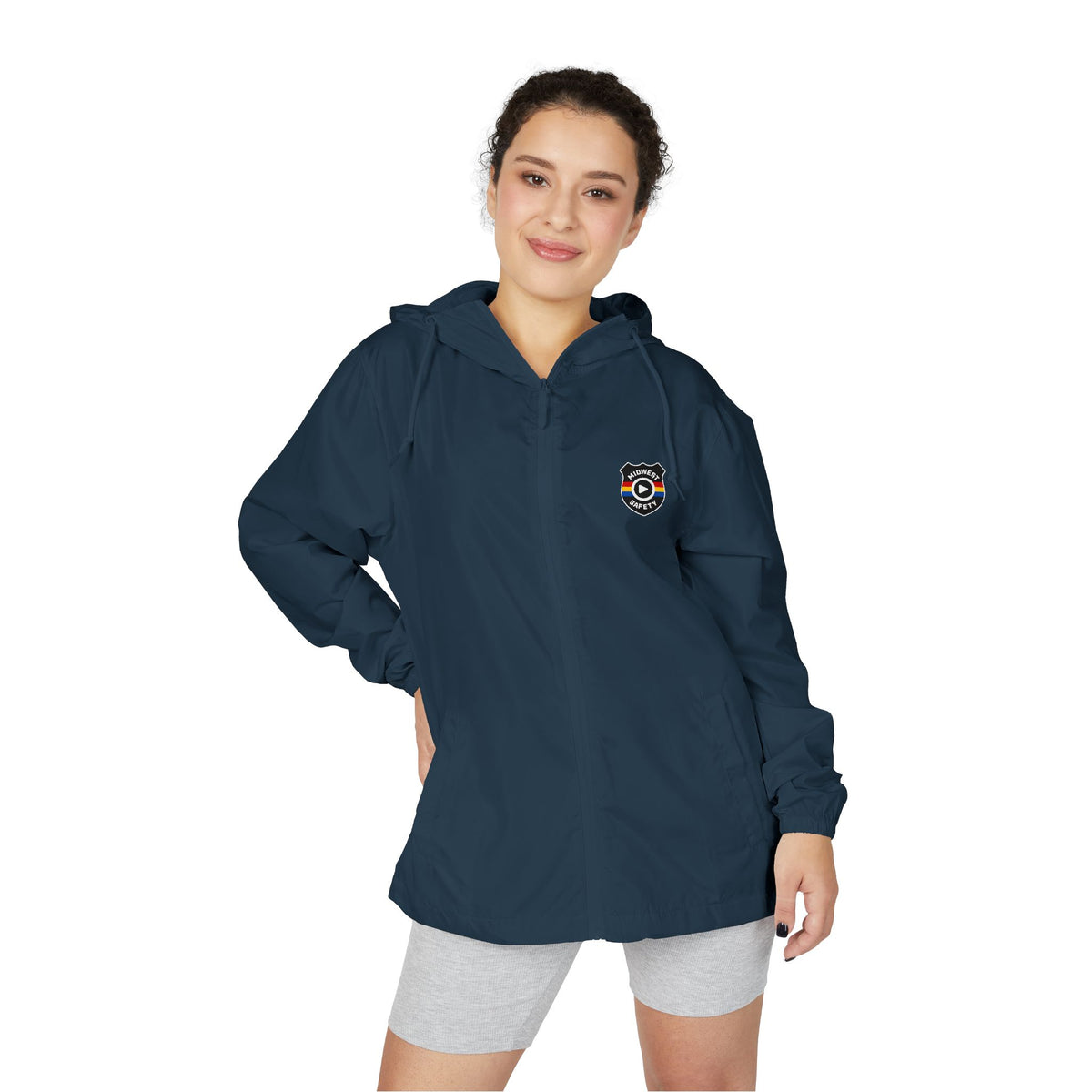 Midwest Safety Logo Windbreaker Jacket — Minimal Full-Zip Hooded Jacket