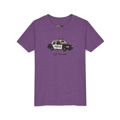 Youth Short Sleeve Tee Funny Police Car, 'Got Too Silly'