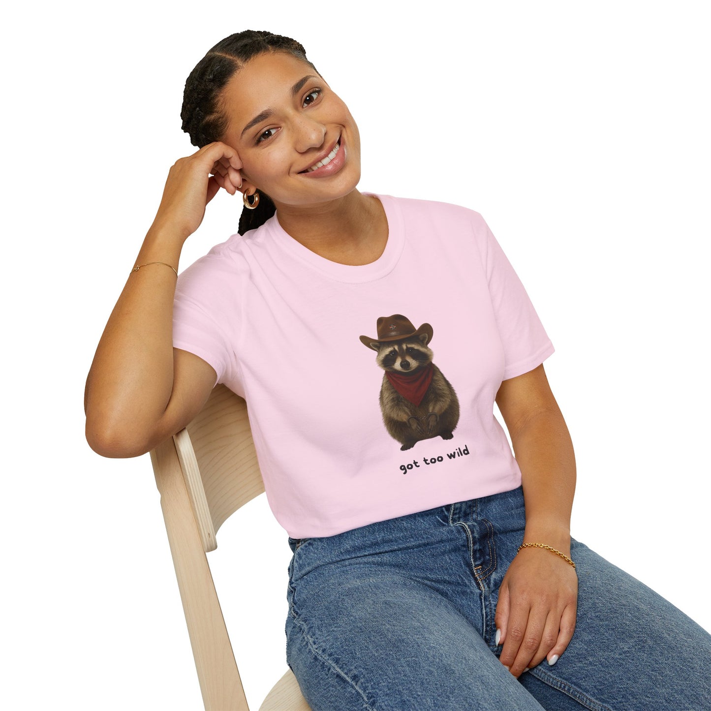 Got Too Wild Raccoon Cowboy Unisex Softstyle T-Shirt