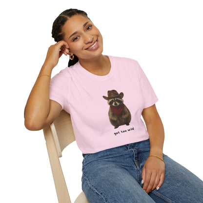 Got Too Wild Raccoon Cowboy Unisex Softstyle T-Shirt
