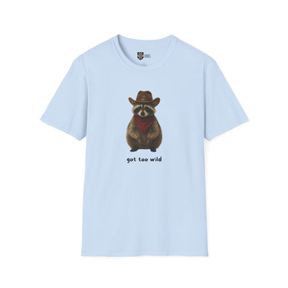 Got Too Wild Raccoon Cowboy Unisex Softstyle T-Shirt